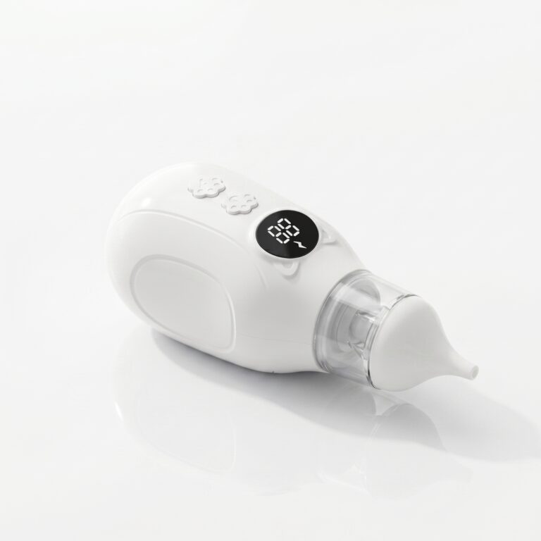 Electric baby nasal aspirator with adjustable suction and soft silicone tips