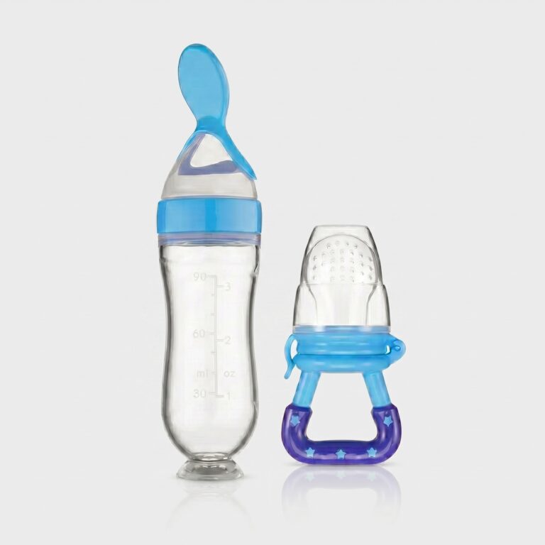 Squeezable baby spoon feeder bottle for purees and soft foods