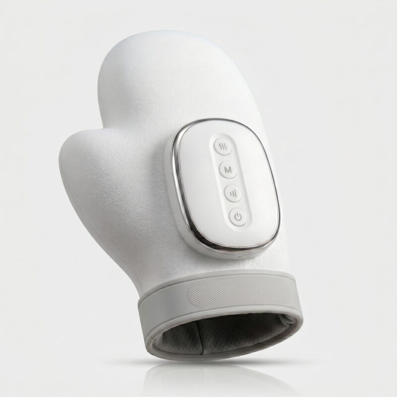 Cordless heated hand massager with adjustable compression and heat settings